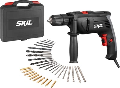 SKIL Klopboormachine 850W - Boormachine voor Hout, Staal & Metselwerk - Boorcacpaciteit Tot 40mm - Klopboormachines - Met Diepteaanslag & Zijhandgreep - Inclusief Koffer & Schroefbitset - Skil 1021 AD