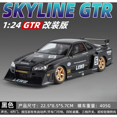 1:24 Skyline Gtr Gemodificeerde Superauto Legering Metaal Diecast Auto Model Geluid & Licht Collectie Van Hobby Model Trendy Ornament Cadeau