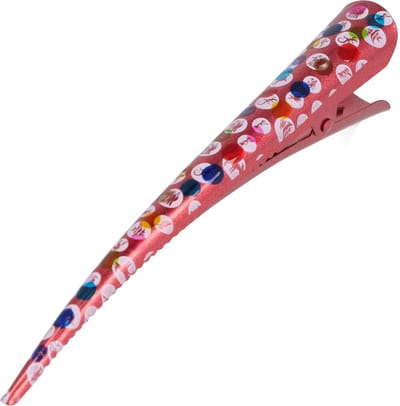 Haarsoires Haarspeld Duckklem 13cm – Basic – Sterrenbeeldprint – Metaal – Multicolor Rood - Sterke Haarclip voor Styling & Dagelijks Gebruik - Hair Clip - Decoratieve Haaraccessoire