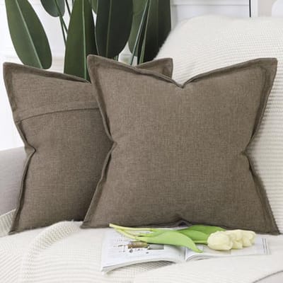 Set van 2 Linnen Kussenslopen 50x50 cm - Zachte Decoratieve Kussenhoezen voor Sofa en Slaapkamer - Moderne Styling Bruin