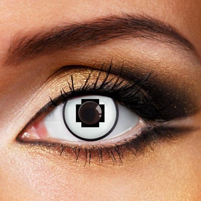 Partylens® witte kleurlenzen - White Manson Cross - zachte jaarlenzen met lenshouder - Halloween - Cosplay