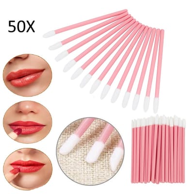 Set Van 50 Wegwerp Lipgloss / Oogschaduw Borsteltjes I Lipgloss Applicator I Lippenstift Toverstokken I Pluisvrij I Roze