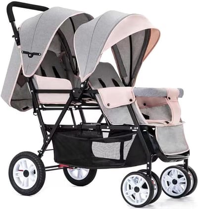Dubbele Kinderwagen - Tandem Kinderwagen - Dagelijkse Uitstapjes - Opvouwbaar Met Eén Knop - 88 x 53 x 113 cm