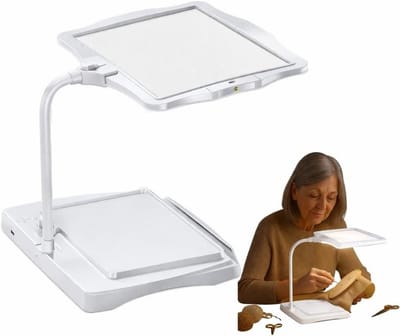 Loeplamp met led verlichting-staande loeplamp met verlichting- 48 superheldere LED-vergrootglazen - 360° flexibel vergrootglas met standaard voor handsfree gebruik - geschikt voor naaien-lezen-knutselen en voor senioren - wit