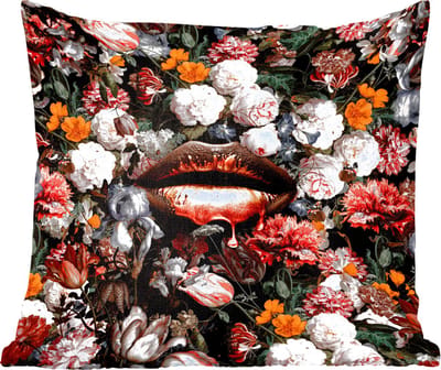 Sierkussens - Kussentjes Woonkamer - 40x40 cm - Lippen - Bloemen - Verf - Oranje - Kunst - Abstract - Oude meesters