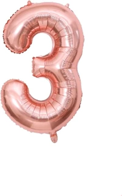 New Age Devi - Feestelijke Ballonnen - Cijfer 3 - XL 80cm - Rose Goud