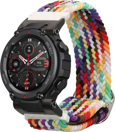 kwmobile nylon bandje voor smartwatch - geschikt voor Huami Amazfit T-Rex / T-Rex Pro - 14 - 22 cm - Polsbandje in meerkleurig