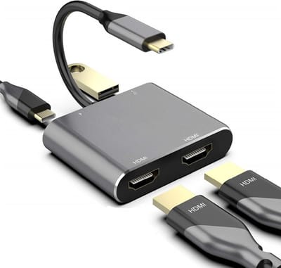 Type C Adapter - 4-in-1 USB-C naar 2X HDMI - 4K DUAL HDMI HUB - HDMI adapter voor Apple Macbook Windows - USB C naar Dual HDMI - 4K@60hz/30hz - Dual HDMI Adapter