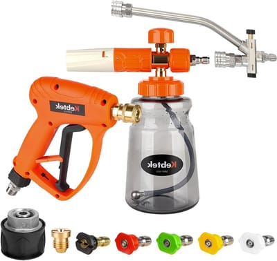 Hogedrukreiniger schuimkanon kit met 4000 PSI, dual connector en 5 spuitmonden voor optimale reiniging