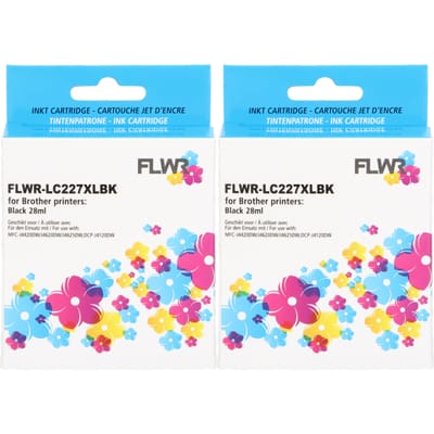 FLWR - Inktcartridge / LC-227BK XL / 2-pack Zwart - Geschikt voor Brother