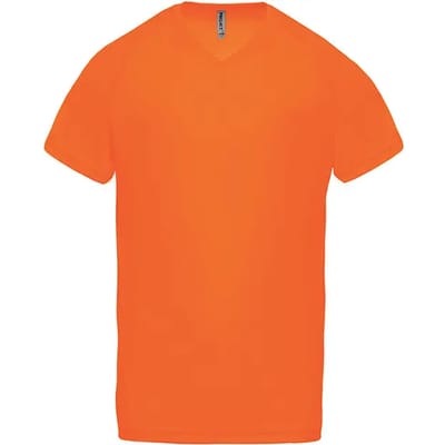 PROACT® Heren-sport-t-shirt V-hals PA476 - Fluorescent Orange - XS