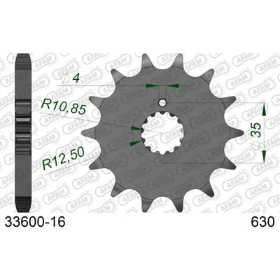 Stalen motortandwiel voor Afam 630 16 dents