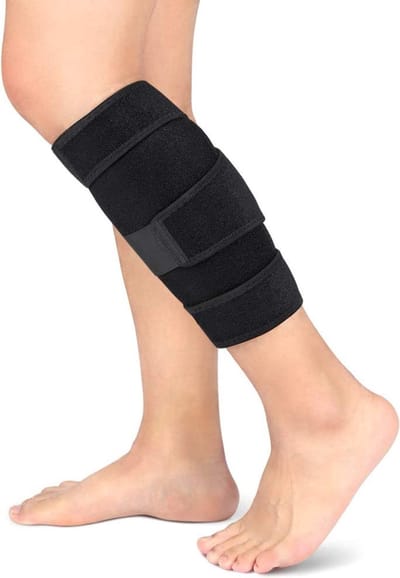 U Fit One 1 Stuk Compressie Kuitbrace - Elastisch Verstelbaar Scheenbeen bandage - Versteviging - Zwart