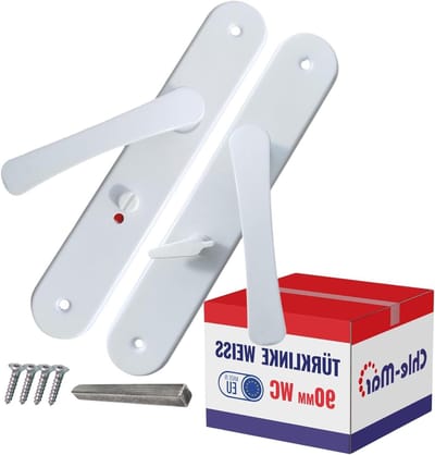 SnelShoppen - Deurkruk set met lange plaat - Wit / 90 mm - Voor toiletten - Lange schildafwerking - Deurhardware voor interieur - Deurhandgrepen met s