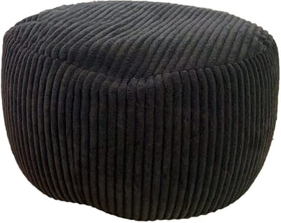Poef - ⌀ 35 cm - ribstof - zwart