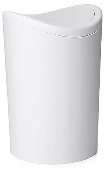 Prullenbak badkamer met kanteldeksel | Compact ontwerp | 6L capaciteit | Duurzaam en eenvoudig schoon te maken | 19 x 19 x 28 cm – Wit