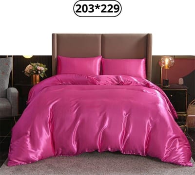 Livano Satijnen Dekbedovertrek - Fleece Dekbedovertrek - Pluche - Dekbed - Deken - Inclusief Kussens - Donker Roze 203x229cm