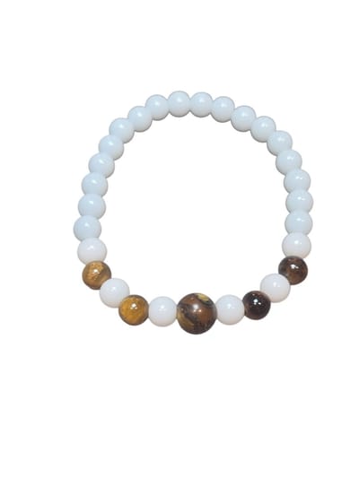 witte agaat met tijgeroog armband.