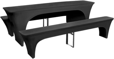 Stretch Bekledingsset 3-delig voor Bierbuffelset - Tafel- en Bankovertrekken Antraciet