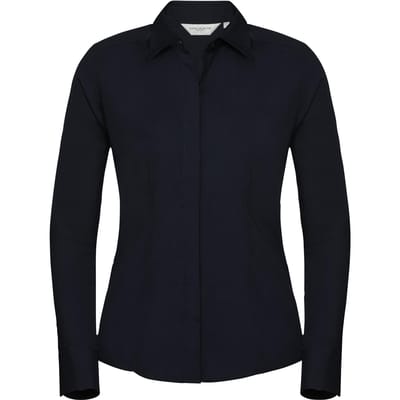 Russell Collectie Dames/Dames Lange Mouwen Poly-Katoen Gemakkelijk Onderhoud Gepaste Poplin Shirt (Franse marine)