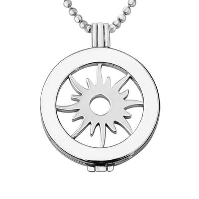 Munthouder met Ketting en Munt 33mm Zon - Zilverkleurig - ERHS777