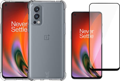 Hoesje geschikt voor OnePlus Nord 2 Shock Siliconen Case Transparant met Screenprotector Glas Full Screen Protector