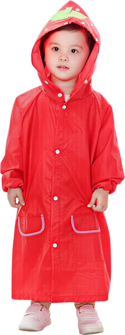 Kinder Regenjas Waterdicht – Cartoon Dieren Stijl voor Jongens en Meisjes – Outdoor Regenkleding, Babyregenjas en Regenjas met Kap-Rood