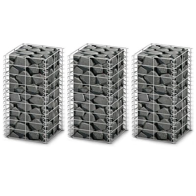 vidaXL - 3-delige - Schanskorfset - 25x25x50 - cm - gegalvaniseerd - draad
