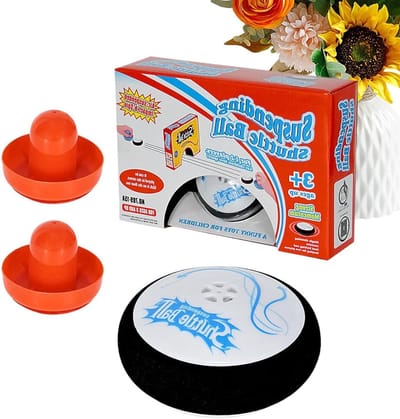 Tafelhockeyset, elektrisch, draagbaar, op batterijen, hockeyspeelgoed met drijvende puck voor kindertafel, voor camping, picknick, binnen en buiten, school, kinderen, volwassenen, familie