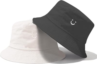 Kinderen Zonnehoed met Glimlach, Dubbelzijdige Bucket Hat voor Jongens en Meisjes - Ademend, Breed Brim, Voor Leeftijd 2-8 Jaar