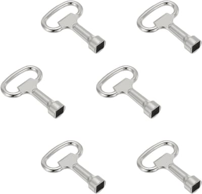 Set van 6 vierkante sleutel voor waterkranen en radiatoren - Zinklegering kraanmoersleutel, 54mm lengte, ideaal voor sanitair en loodgieterswerk