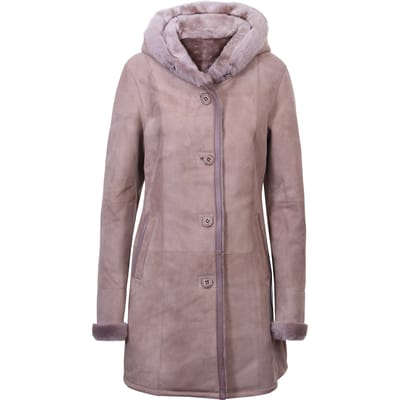 Dames suède merino schapenvacht parka jas-tripoli