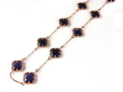 model 10 Fiori collier in zilver roze verguld 10 paarse klavers