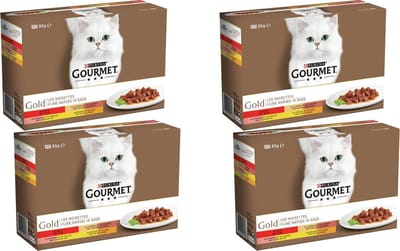 4x Gourmet Gold Multipack Fijne Hapjes Rood 12 x 85 gr