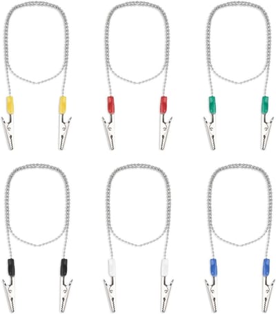 6 Stuks Verstelbare Tandarts Servet Klemmen met Ketting, 58 cm Servet Houder voor Volwassenen, Kinderen en Ouderen in 6 Kleuren