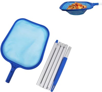 Zwembadschepnet- met telescopische steel - fijnmazig - geschikt voor het verwijderen van algen uit vijvers, zwembaden, spa's en waterpartijen - blauw - 161 cm lang