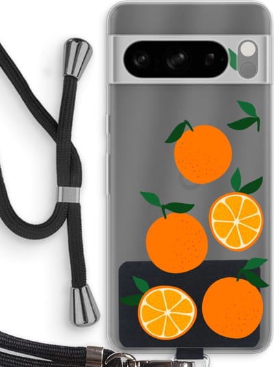 Case Company® - Hoesje met koord geschikt voor Google Pixel 8 Pro hoesje met Koord - Will you be my clementine - Telefoonhoesje met Zwart Koord - Bescherming aan alle Kanten en Over de Schermrand