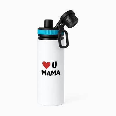 Hacebo® - I love u mama waterfles met draaidop blauw - Moeder - de liefste mama - Moeder cadeautjes - moederdag - verjaardag - geschenk - kado - water fles - 850ML