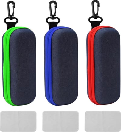 E-Ambar - Set van 3 Stijlvolle Brillenkokers van Denim Stof voor Veilige Opberg van Zonnebrillen