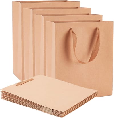 10 Stuks Witte Papieren Tas met Handvat 33 x 28 x 10 cm voor Verjaardagscadeaus en Feestjes