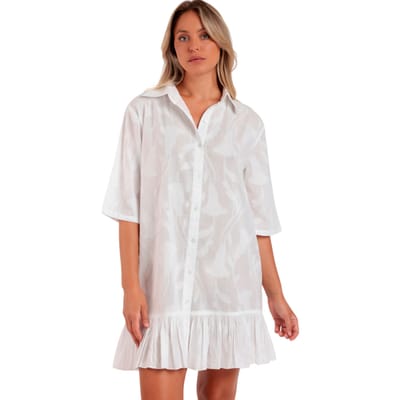 Pareo Admas Strandtuniek met halve mouwen en knoopsluiting Texture Flowers