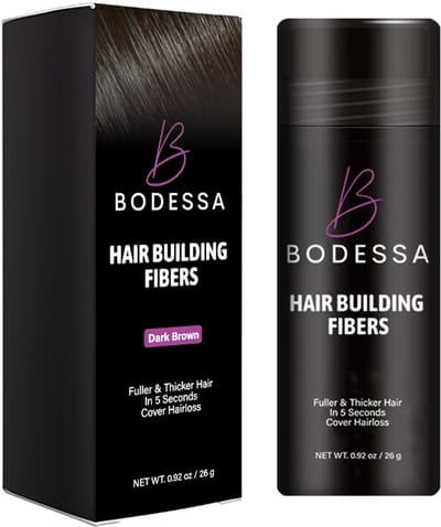 BODESSA Hair Building Fibers - Premium Haarpoeder - Donkerbruin 26 gram – Direct Volume voor Dun Haar & Kale Plekken