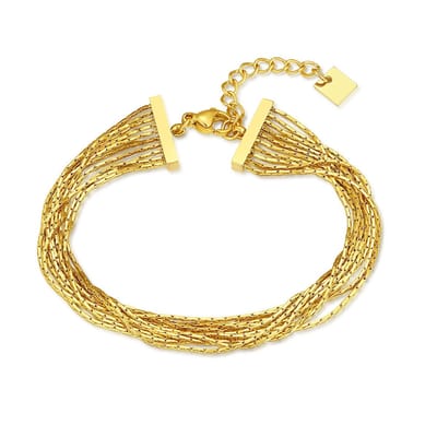 Twice As Nice Armband in goudkleurig edelstaal, gevlochten ketting Goudkleurig 16cm+3cm