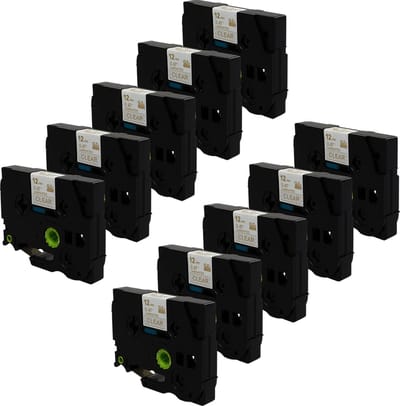 DULA Brother Compatible label tape- Tze-134 - 10 cassettes - Brother P-Touch - Goud op transparant - 12mm x 8m