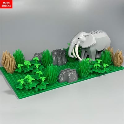 MIJN EIGEN CREATIE Blokken Dierenoorlog Olifant Habitat Dicht Bos Grasland Woestijn Oude Slagscène Geassembleerde Bouwblokken Kinder Speelgoed