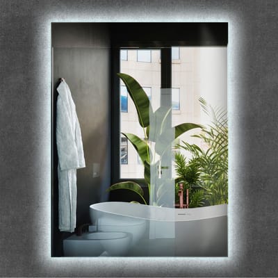 Wallfluent LED Spiegel - Rechthoekige Spiegel LED - 80 cm x 60 cm - met koud licht - Woonkamerspiegel – Badkamerspiegel – Halspiegel – Slaapkamerspiegel - Sfeervolle Woonaccessoires - Make up spiegel - Loftstijl - Japandi - Rustiek
