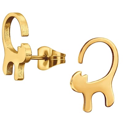 CS Joy - Kat poes oorbellen - Chirurgisch staal - 7 x 11 mm - ip/pvd gold plated