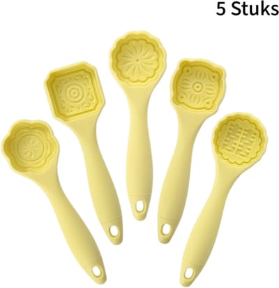 5 stuks plastic maanvormige koekjesstempelset - handmatig - voor maancakes en rijsttaart - geel