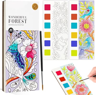 Aquarel werkboek - Aquarel werkboek voor beginners - Beginnersvriendelijke schilderset - Kunstnijverheid -Aquarelverfboek - Zakformaat aquarelverfkleurset - Met verf - Reis- en feestcadeau - Geschikt voor kinderen - Nieuwjaarscadeaus - 19*8cm