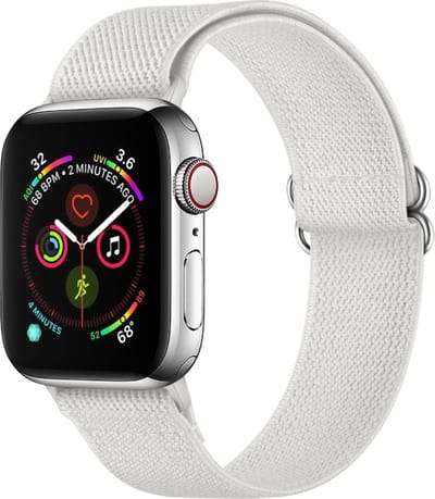 Nylon bandje - geschikt voor Apple Watch 1/2/3/4/5/6/7/8/9/10/11/ SE (1,2,3) met maat 38 mm / 40 mm / 41 mm en 42 mm (Watch 10/11) - wit